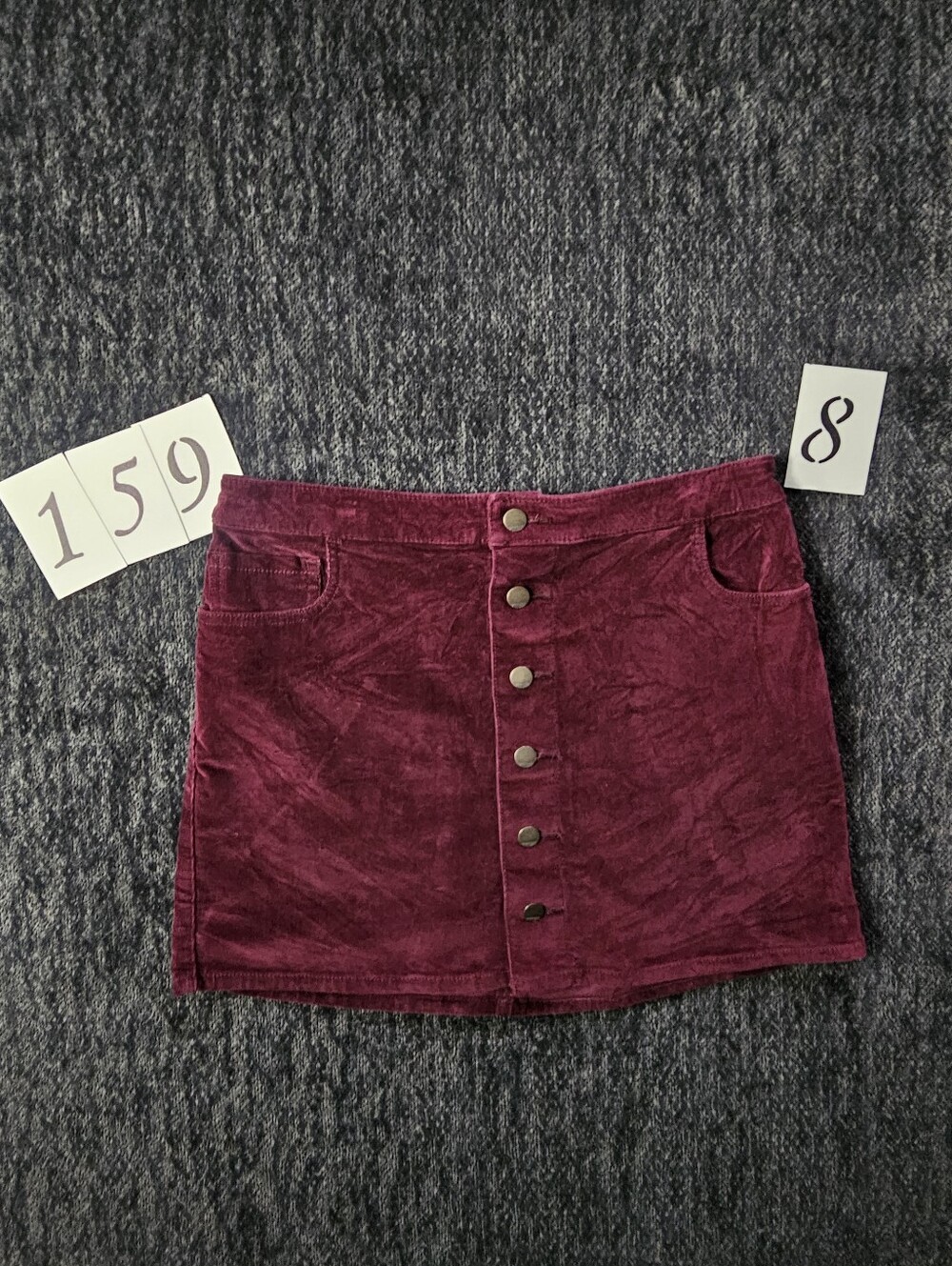 Express Women's Button-Front Corduroy Mini Skirt - Burgundy